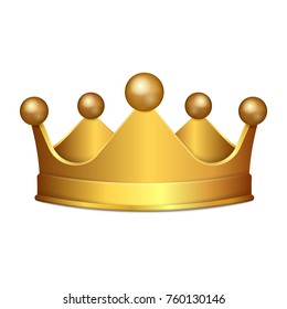 Realistic 3D Gold Crown Isolated On White Background. Vector Illustration. Eps 10.