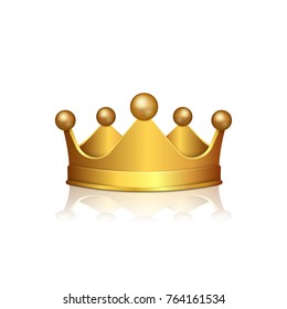 Realistic 3D Gold crown isolated on white background. Vector illustration. Eps 10.