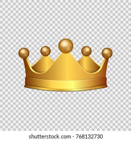 Realistic 3D Gold crown isolated on transparent background. Vector illustration. Eps 10.