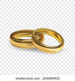 Realistic 3d gold engagement ring vector and illustration