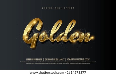 Realistic 3d golden text effect mockup with gold typography, shiny metal texture, royal glitter sparkle and glossy light background to elevate business marketing and social media advertisement. Gold.