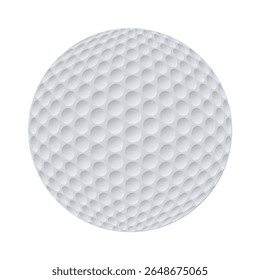 Bola de golfe 3d realista com covinhas no fundo branco. Ilustração de vetor esportivo.