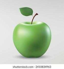 manzana verde 3d realista aislada en fondo blanco