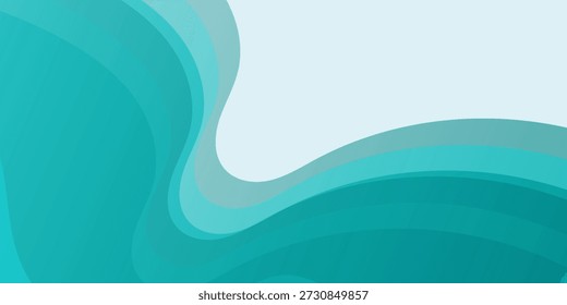 realistic 3D green gradient paper cut wave texture vector abstract background