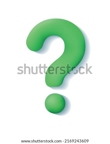 Realistic 3d green question mark. Ask Questions, Online Support center. FAQ concept. Frequently Asked Questions. Vector illustration isolated on white background.
