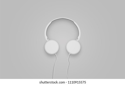 Realistic 3D grey headphones with wires