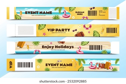 Realistic 3d Holidays vacations event bracelets collection