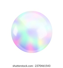 Realistic 3d holographic rainbow sphere. Abstract Vector glossy gradient ball, Iridescent round shape render