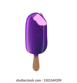 Realistic 3D ice cream with a purple proton color on a white background. product advertising and packaging