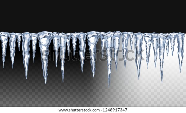 リアルな3dアイコン 透明な背景に氷のつらら模様の雪の帽子 のベクター画像素材 ロイヤリティフリー