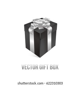 Realistic 3D illustration of colorful white and pink gift box with white ribbons and bows for celebrations, showers, special days. Vector set with grouped elements.