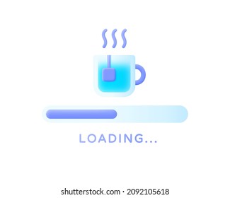Realistic 3d illustration with loading for concept design. Symbol, vector illustration. Modern 3d design template with tea loading on white background