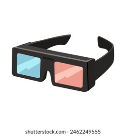 Realistic 3d illustration of movie glasses with movie effects in movie , Vector, isolated on white background