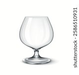 Realistic 3D illustration of a rounded brandy snifter glass. Ideal for serving brandy, cognac, or whiskey in elegant drinking settings.