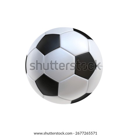 Realistic 3D image of a soccer ball. Black and white football ball. Realistic image for a logo, emblem or symbol. Vector illustration.