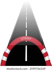 Realistic 3D Inflatable start arch for sports competition in highway concept vector illustration design background