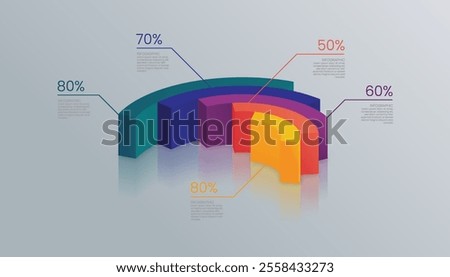Realistic 3D infographic chart template showing percentage status numbers.