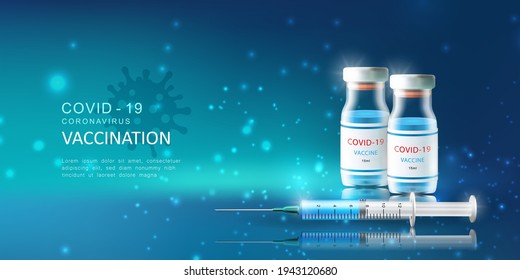 Realistic 3D injection vaccine syringes for Coronavirus COVID-19 global epidemic flu disease background image