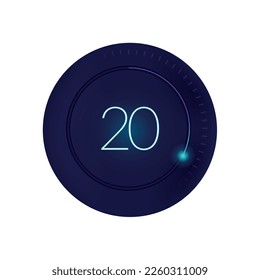 Realistic 3d interface countdown round composition with circle and digits with radial progress bar vector illustration
