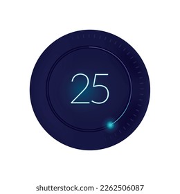 Realistic 3d interface countdown round composition with circle and digits with radial progress bar vector illustration