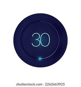 Realistic 3d interface countdown round composition with circle and digits with radial progress bar vector illustration