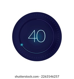 Realistic 3d interface countdown round composition with circle and digits with radial progress bar vector illustration