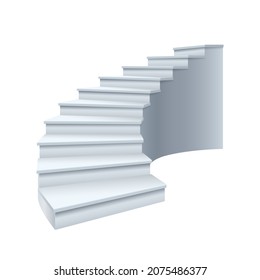 Realistic 3d interior staircases, white stage isolated on white background. Template design stairs steps. Abstract concept of graphic business career growth. Vector illustration