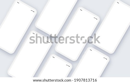 Realistic 3D iPhone Mobile Phone Template Mockup Vector in Perspective