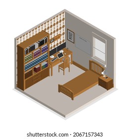 Vector de dormitorio isométrico realista 3d