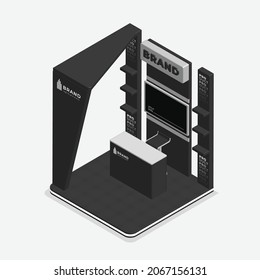 Realistic 3d isometric exhibition stand