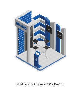 Realistic 3d isometric exhibition stand