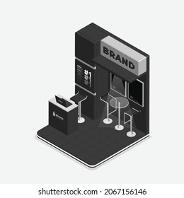 Realistic 3d isometric exhibition stand