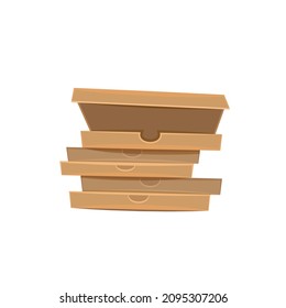 Realistic 3d isometric pizza cardboard box. Flat style vector illustration isolated on white background.