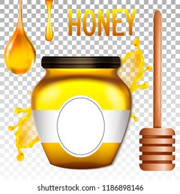 Realistic 3d jar of honey. Vector illustration