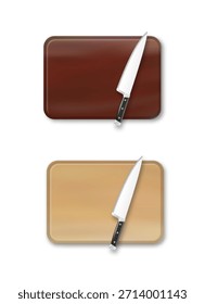 Realistische 3D Küchenmesser Set Fleisch clever Arten von Besteck zum Kochen. Küche. Vektorgrafik