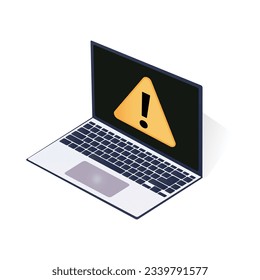Látomo 3D realista en la isometría en pantalla, que es un signo de advertencia sobre la atención, el error. Ilustración del vector