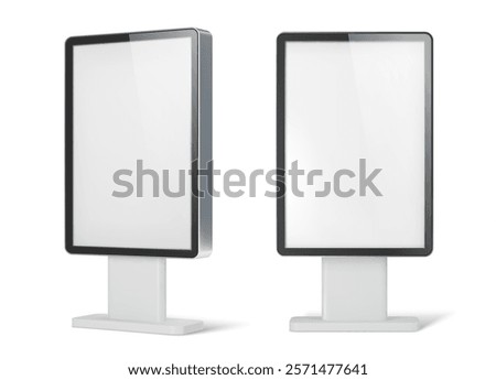 Realistic 3D light advertise display mockup or outdoor stand, vector lightbox. Information display or advertising stand with frame for info screen kiosk or ad POS stand and promotion light box mockup