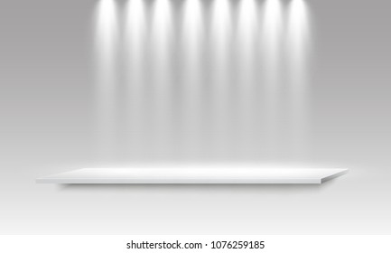 Realistic 3d Light Box with Platform  Background for Design Performance, Show, Exhibition. Vector illustration of Lightbox Studio Interior

