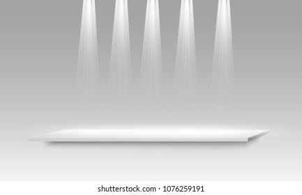 Realistic 3d Light Box with Platform  Background for Design Performance, Show, Exhibition. Vector illustration of Lightbox Studio Interior

