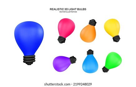 Realistic 3d light bulbs vector illustration