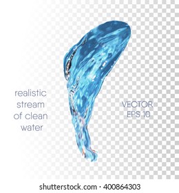 realistic 3d liquid water splash,drop, stream vector illustration on transparent background