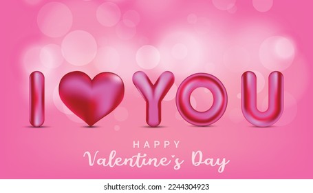 Realistic 3d I love you vector for valentines day