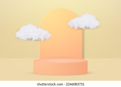 realistic 3d luxury gold pink pastel podium golden stage on pink background. background vector 3d rendering with podium sky and cloud white scene, cloud 3d minimal background 3d.