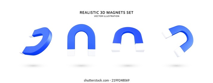 Realistic 3d magnet vector illustration 