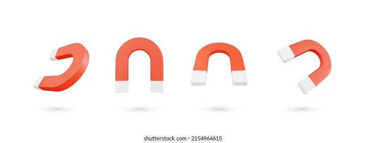 Realistic 3d magnet vector object illustration 
