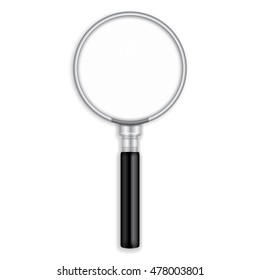 Realistic 3D Magnifying Glass Vector Illustration on White Background