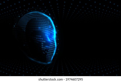Realistic 3d man head. Artificial intelligence. AI. Big data and futuristic technology digital hi tech. Illustration vector