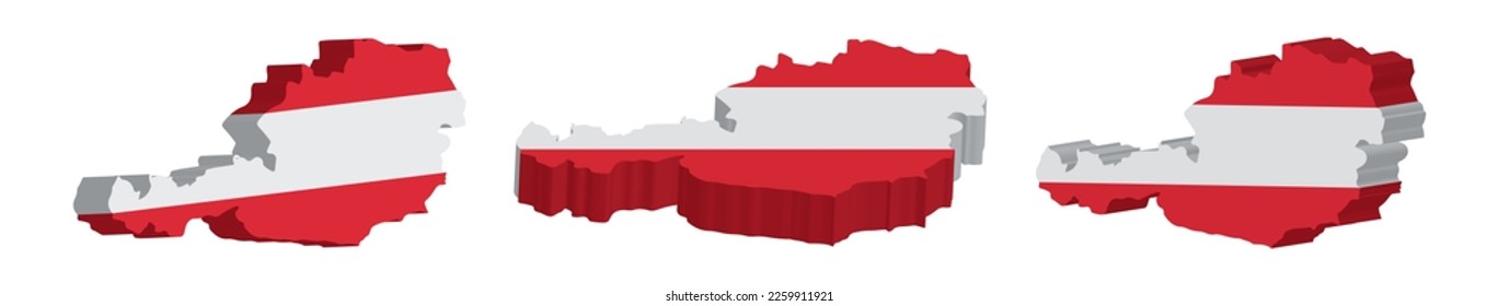 Mapa 3D realista de la plantilla de diseño de vectores de Austria