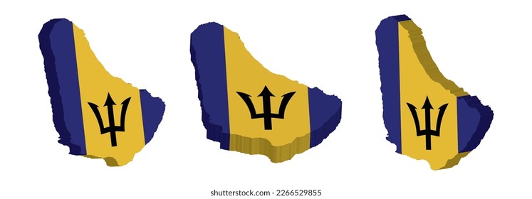 Realistic 3D Map of Barbados Vector Design Template