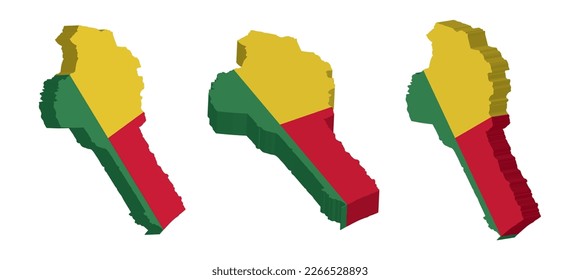 Realistic 3D Map of Benin Vector Design Template